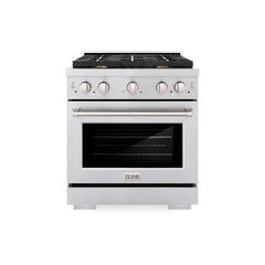 ZLINE 30 in. 4.2 cu. ft. Paramount Dual Fuel Range with Gas Cooktop and Electric Convection Oven in Stainless Steel with 4 Brass Burners - SDR-BR-30