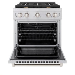 ZLINE 30 in. 4.2 cu. ft. Paramount Dual Fuel Range with Gas Cooktop and Electric Convection Oven in Stainless Steel with 4 Brass Burners - SDR-BR-30