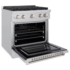 ZLINE 30 in. 4.2 cu. ft. Paramount Dual Fuel Range with Gas Cooktop and Electric Convection Oven in Stainless Steel with 4 Brass Burners - SDR-BR-30