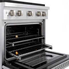 ZLINE 30 in. 4.2 cu. ft. Paramount Dual Fuel Range with Gas Cooktop and Electric Convection Oven in Stainless Steel with 4 Brass Burners - SDR-BR-30