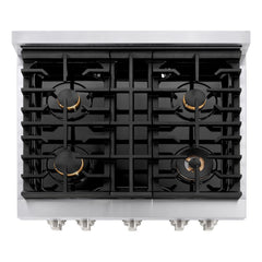 ZLINE 30 in. 4.2 cu. ft. Paramount Dual Fuel Range with Gas Cooktop and Electric Convection Oven in Stainless Steel with 4 Brass Burners - SDR-BR-30