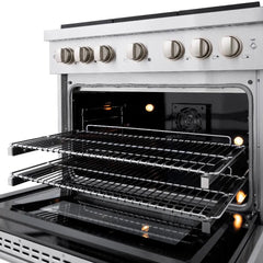 ZLINE 36 in. 5.2 cu. ft. Paramount Dual Fuel Range with Gas Cooktop and Electric Convection Oven in Stainless Steel with 6 Brass Burners - SDR-BR-36