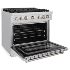 ZLINE 36 in. 5.2 cu. ft. Paramount Dual Fuel Range with Gas Cooktop and Electric Convection Oven in Stainless Steel with 6 Brass Burners - SDR-BR-36