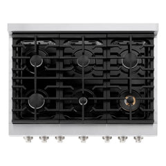 ZLINE 36 in. 5.2 cu. ft. Paramount Dual Fuel Range with 6 Burner Gas Cooktop and Electric Convection Oven in Stainless Steel - SDR36