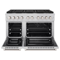 ZLINE 48 in. 6.7 cu. ft. Paramount Double Oven Dual Fuel Range with 8 Burner Gas Cooktop in Stainless Steel - SDR48