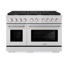 ZLINE 48 in. 6.7 cu. ft. Paramount Double Oven Dual Fuel Range with 8 Burner Gas Cooktop in Stainless Steel - SDR48