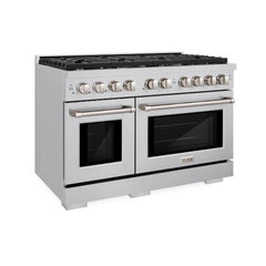 ZLINE 48 in. 6.7 cu. ft. Paramount Double Oven Dual Fuel Range with 8 Burner Gas Cooktop in Stainless Steel - SDR48