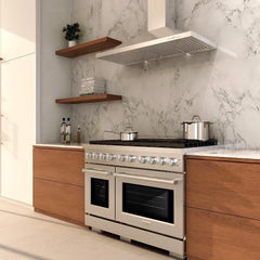 ZLINE 48 in. 6.7 cu. ft. Paramount Double Oven Dual Fuel Range with 8 Burner Gas Cooktop in Stainless Steel - SDR48