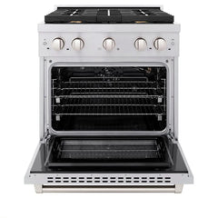 ZLINE 30 in. 4.2 cu. ft. Paramount Gas Range with Convection Gas Oven in Stainless Steel with 4 Brass Burners - SGR-BR-30