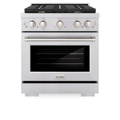 ZLINE 30 in. 4.2 cu. ft. Paramount Gas Range with Convection Gas Oven in Stainless Steel with 4 Brass Burners - SGR-BR-30