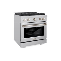 ZLINE 30 in. 4.2 cu. ft. Paramount Gas Range with Convection Gas Oven in Stainless Steel with 4 Brass Burners - SGR-BR-3