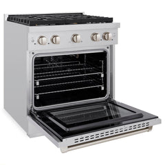 ZLINE 30 in. 4.2 cu. ft. Paramount Gas Range with Convection Gas Oven in Stainless Steel with 4 Brass Burners - SGR-BR-30