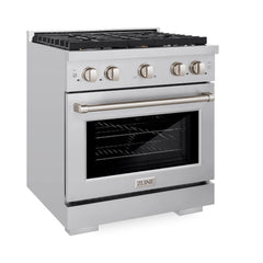 ZLINE 30 in. 4.2 cu. ft. Paramount Gas Range with Convection Gas Oven in Stainless Steel with 4 Brass Burners - SGR-BR-30