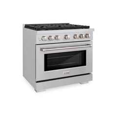 ZLINE 36 in. 5.2 cu. ft. Paramount Gas Range with Convection Gas Oven in Stainless Steel with 6 Brass Burners - SGR-BR-3