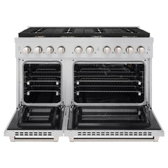 ZLINE 48 in. 6.7 cu. ft. Paramount Double Oven Gas Range in Stainless Steel with 8 Brass Burners - SGR-BR-48