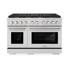 ZLINE 48 in. 6.7 cu. ft. Paramount Double Oven Gas Range in Stainless Steel with 8 Brass Burners - SGR-BR-48