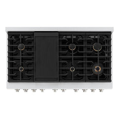 ZLINE 48 in. 6.7 cu. ft. Paramount Double Oven Gas Range in Stainless Steel with 8 Brass Burners - SGR-BR-48