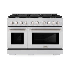 ZLINE 48 in. 6.7 cu. ft. Paramount Double Oven Gas Range with 8 Burner Cooktop in Stainless Steel - SGR48