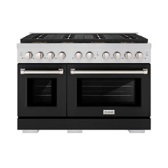ZLINE 48 in. 6.7 cu. ft. Paramount Gas Range with 8 Burner DuoPro™ Coo - Stainless Steel with Black Matte Door