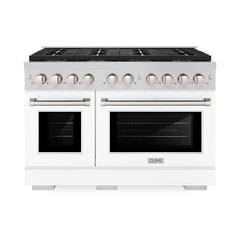 ZLINE 48 in. 6.7 cu. ft. Paramount Gas Range with 8 Burner DuoPro™ Coo - Stainless Steel with White Matte Door