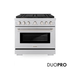 ZLINE 36 in. 5.2 cu. ft. Paramount Gas Range with 6 Burner DuoPro™ Cooktop and Convection Gas Oven in Stainless Steel - PSGR36