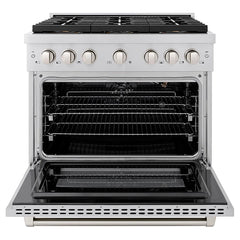 ZLINE 36 in. 5.2 cu. ft. Paramount Gas Range with 6 Burner DuoPro™ Cooktop and Convection Gas Oven in Stainless Steel - PSGR