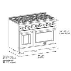 ZLINE 48 in. 6.7 cu. ft. Paramount Gas Range with 8 Burner DuoPro™ Cooktop and Dual Ovens in Stainless Steel - PSGR