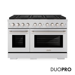 ZLINE 48 in. 6.7 cu. ft. Paramount Gas Range with 8 Burner DuoPro™ Cooktop and Dual Ovens in Stainless Steel - PSGR48