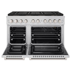 ZLINE 48 in. 6.7 cu. ft. Paramount Gas Range with 8 Burner DuoPro™ Cooktop and Dual Ovens in Stainless Steel - PSGR