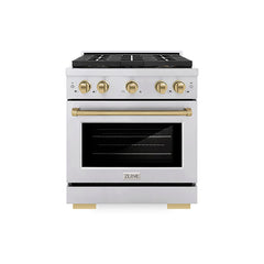 ZLINE 30 in. 4.2 cu. ft. Paramount Gas Range with 4 Burner DuoPro™ Coo - Stainless Steel with Champagne Bronze Accents