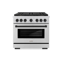 ZLINE 36 in. 5.2 cu. ft. Paramount Gas Range with 6 Burner DuoPro™ Coo - Stainless Steel with Matte Black Accents