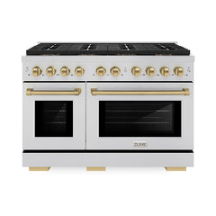 ZLINE 48 in. 6.7 cu. ft. Paramount Gas Range with 8 Burner DuoPro™ Coo - Stainless Steel with Champagne Bronze Accents
