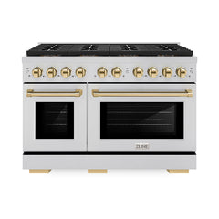 ZLINE 48 in. 6.7 cu. ft. Paramount Gas Range with 8 Burner DuoPro™ Coo - Stainless Steel with Polished Gold Accents