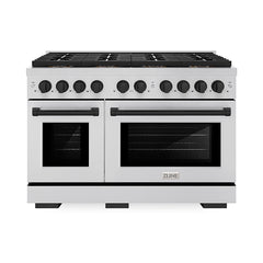 ZLINE 48 in. 6.7 cu. ft. Paramount Gas Range with 8 Burner DuoPro™ Coo - Stainless Steel with Matte Black Accents