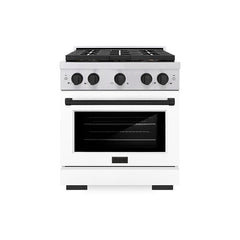 ZLINE 30 in. 4.2 cu. ft. Paramount Gas Range with 4 Burner DuoPro™ Coo - Stainless Steel with White Matte Door, Matte Black Accents