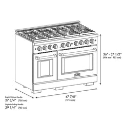 ZLINE Autograph Edition 48 in. 6.7 cu. ft. Paramount Gas Range with 8 Burner DuoPro™ Cooktop and Dual Ovens in Stainless Steel- PSGRZ-48-K