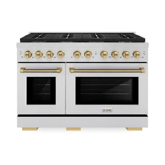 ZLINE Autograph Edition 48 in. 6.7 cu. ft. Paramount Gas Range with 8 Burner DuoPro™ Cooktop and Dual Ovens in Stainless Steel- PSGRZ-48-K