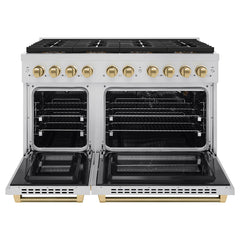 ZLINE Autograph Edition 48 in. 6.7 cu. ft. Paramount Gas Range with 8 Burner DuoPro™ Cooktop and Dual Ovens in Stainless Steel- PSGRZ-48-K