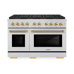 ZLINE Autograph Edition 48 in. 6.7 cu. ft. Paramount Gas Range with 8 Burner DuoPro™ Cooktop and Dual Ovens in Stainless Steel- PSGRZ-48-K