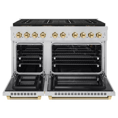 ZLINE Autograph Edition 48 in. 6.7 cu. ft. Paramount Gas Range with 8 Burner DuoPro™ Cooktop and Dual Ovens in Stainless Steel- PSGRZ-48-K