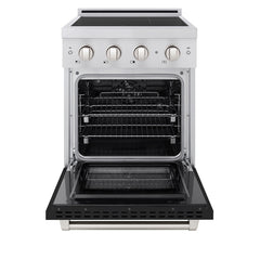 ZLINE 24 in. 3.2 cu. ft. Paramount Induction Range with 3 Element Cooktop and Electric Convection Oven in Stainless Steel with Black Matte Door - SINR-BLM-24 - The Home Selection
