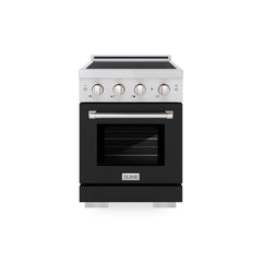 ZLINE 24 in. 3.2 cu. ft. Paramount Induction Range with 3 Element Cooktop and Electric Convection Oven in Stainless Steel with Black Matte Door - SINR-BLM-24 - The Home Selection