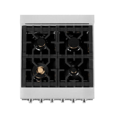 ZLINE 24 in. 2.8 cu. ft. Legacy Dual Fuel Range with Gas Cooktop and Electric Convection Oven in Satin Stainless Steel with 4 Brass Burners - RAS-SN-BR-24