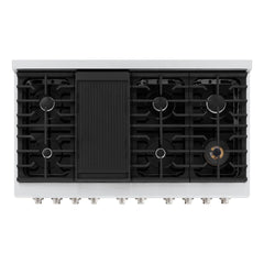 ZLINE 48 in. 6.7 cu. ft. Paramount Double Oven Dual Fuel Range with 8 Burner Gas Cooktop in Stainless Steel with White Matte Doors - SDR-WM-48