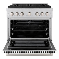 ZLINE 36 in. 5.2 cu. ft. Paramount Dual Fuel Range with 6 Burner Gas Cooktop and Electric Convection Oven in Stainless Steel with White Matte Door - SDR-WM-36