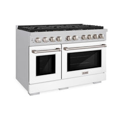 ZLINE 48 in. 6.7 cu. ft. Paramount Double Oven Dual Fuel Range with 8 Burner Gas Cooktop in Stainless Steel with White M