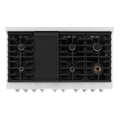 ZLINE 48 in. 6.7 cu. ft. Paramount Double Oven Gas Range with 8 Burner Cooktop in Stainless Steel with White Matte Doors - SGR-WM-48