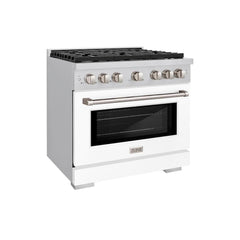 ZLINE 36 in. 5.2 cu. ft. Paramount Gas Range with 6 Burner Cooktop and Convection Gas Oven in Stainless Steel with White
