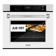 ZLINE 30 in. Professional True Convection Single Wall Oven with Air Fry and Self Clean in Stainless Steel with White Matte Door - WAS-WM-30