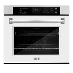 ZLINE 30 in. Professional True Convection Single Wall Oven with Air Fry and Self Clean in Stainless Steel with White Mat